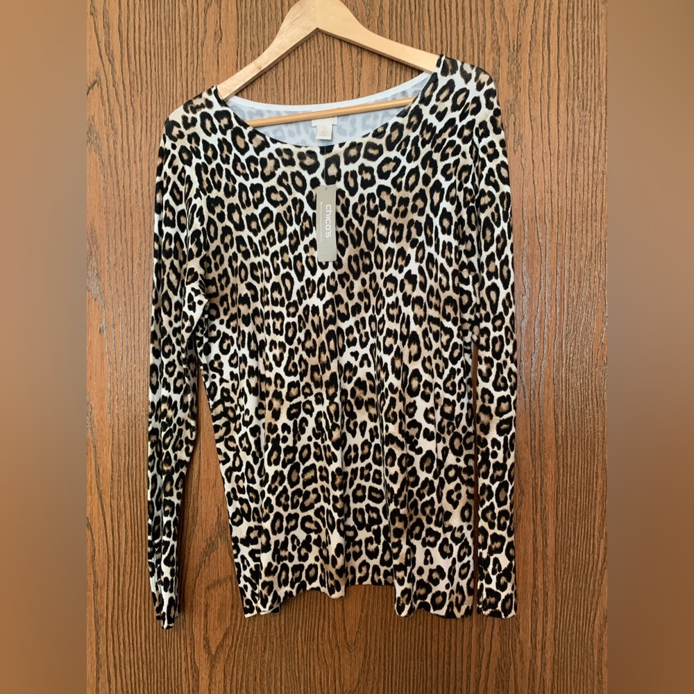 Chico’s animal print sweater size 2 NWT